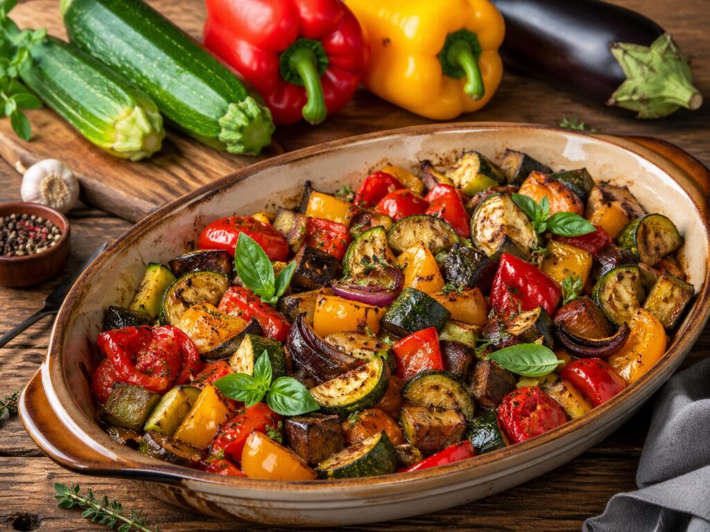 Ce gătești cu dovlecel, ardei și vinete — 4 rețete vegetariene rapide: ratatouille, salată de vinete, dovlecei umpluți, ardei copți