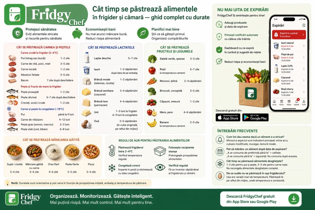 Cât timp se păstrează alimentele în frigider și cămară — ghid durate